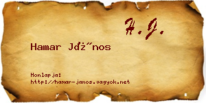 Hamar János névjegykártya
